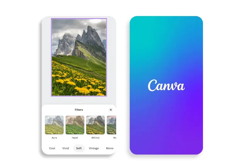 canva photo filter app interface