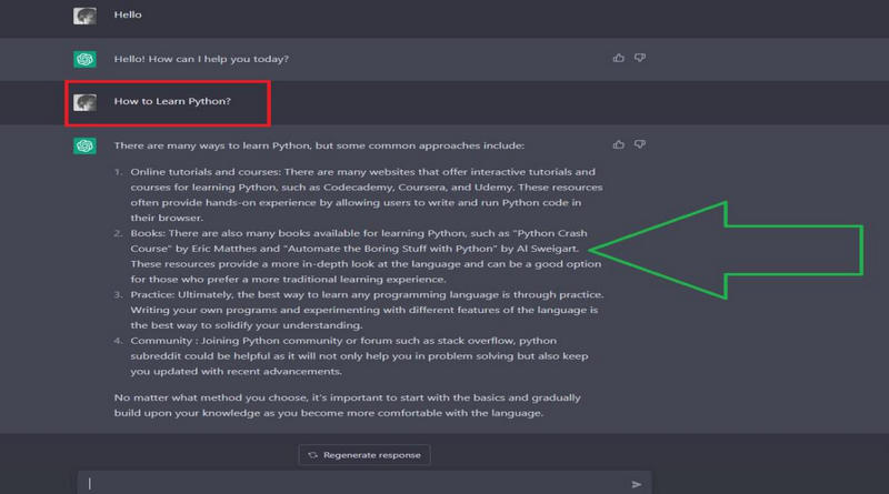 example of chatgpt in action