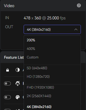 configuración de salida